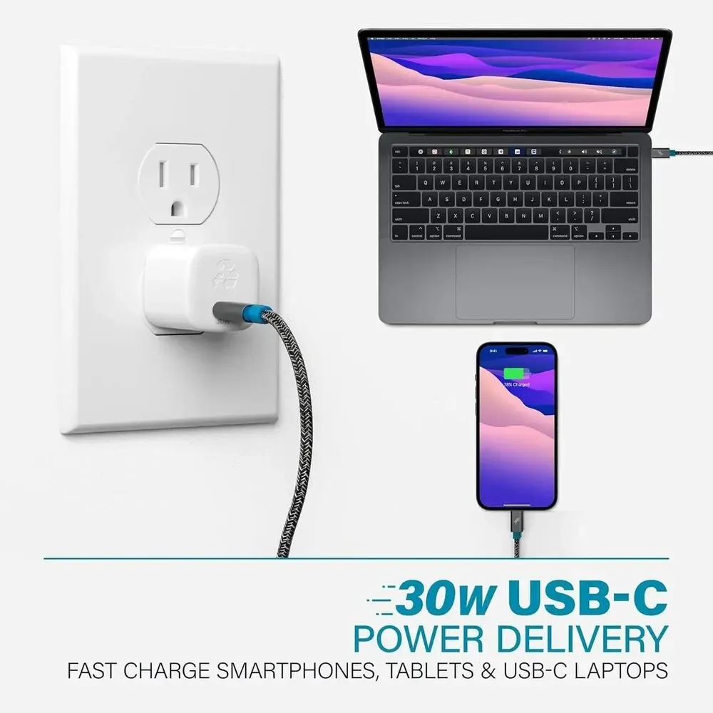 Nimble Wally SubNano 30W USB-C Wall Charger, PPS, Fast Charging Adapter, White